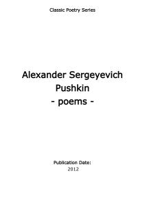 Alexander Pushkin Poems Classic Poetry Series