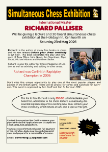 Chess Simul Exhibition with IM Richard Palliser - 23 May 2026