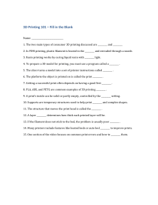 3D Printing 101 Fill in the Blank Worksheet