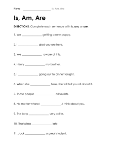 Is, Am, Are Grammar Worksheet
