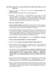 Pointers: Article XI - Accountability of Public Officers Study Guide