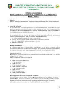 Trabajo Encargado 1: Normalizaci&oacute;n y Legislaci&oacute;n en Industria Alimentaria