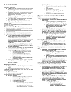 BLAW 308 Cheat Sheet: Agency & Employment Law