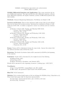 MAS201 Differential Equations Syllabus Spring 2026