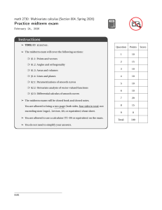 Math 2730 Multivariate Calculus Practice Midterm Exam
