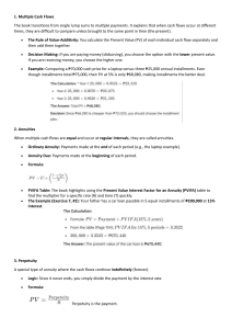 Time Value of Money: Multiple Cash Flows, Annuities, Perpetuity, NPV
