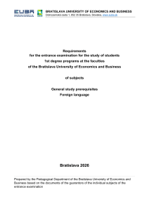 Bratislava University Entrance Exam Requirements 2026