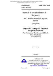 IS 1893 Part 4: 2024 - Earthquake Resistant Design for Industrial Structures