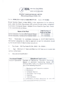 BSNL Senior Executive Trainee Recruitment 2025 Notice