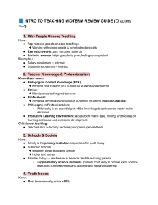 Intro to Teaching Midterm Review Guide Chapters 1-7
