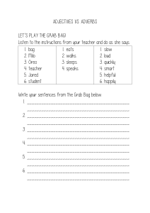 Adjectives vs. Adverbs Worksheet: Grab Bag Activity