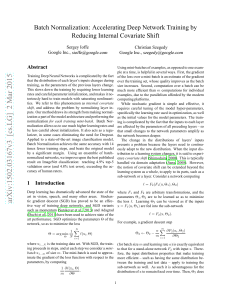 Batch Normalization: Accelerating Deep Network Training