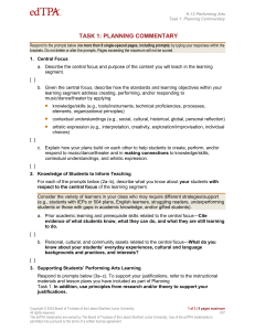 edTPA K-12 Performing Arts Planning Commentary