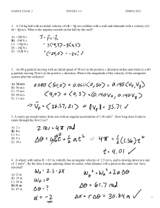 Physics 111 Sample Exam 3 Spring 2025