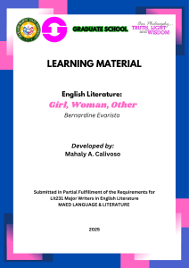 Girl, Woman, Other: Literature Learning Module