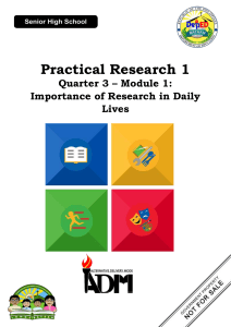 Practical Research 1 Module 1: Importance of Research in Daily Lives
