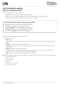 Bolivia's Salt Flats Academic Reading Unit