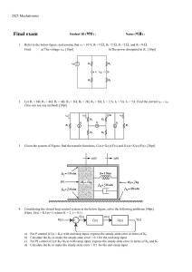 2025 Mechatronics Final Exam Questions