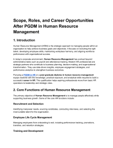 Scope, Roles, Career Opportunities After PGDM in HR