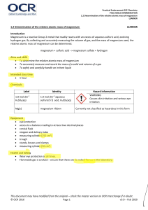 Determination of Magnesium's Relative Atomic Mass - GCE Chemistry Practical