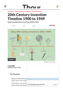 20th Century Invention Timeline 1900-1949