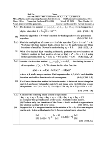 M.Sc. Numerical Analysis Mid-Semester Exam 2024