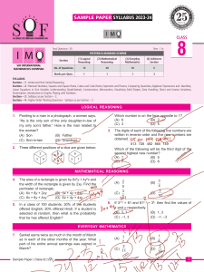 IMO Class 8 Sample Paper 2023-24