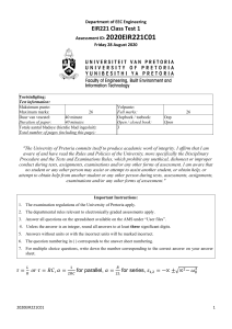 EIR221 Class Test 1: University of Pretoria Engineering Exam