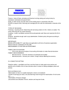 Financial Management: Goals, Decisions, & Objectives