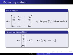 Matricer og vektorer: Line&aelig;r Algebra