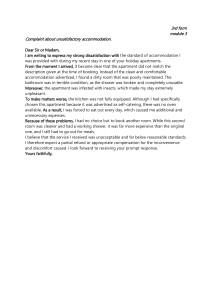 Complaint Letter: Unsatisfactory Accommodation Example