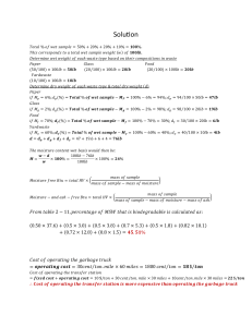 Waste Management Calculations: Moisture, Biodegradability, and Cost Analysis