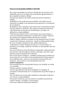 Discurso de despedida a Sandra y Walter, profesores jubilados