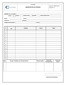 Plantilla de Formulario de Registro de Actividades Dolmen