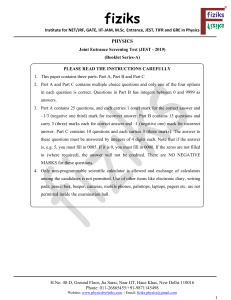 JEST 2019 Physics Exam Paper | fiziks Institute