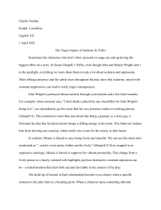 The Tragic Impact of Isolation in Trifles: Essay Analysis