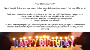 How Old Do You Feel? Reflective Writing Prompt