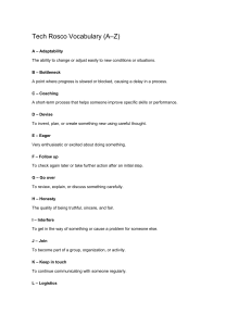 Tech Rosco Vocabulary (A-Z) Glossary