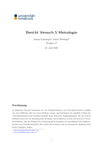 Bericht Versuch 5: Tr&auml;gheitsmoment von Viertelkreisscheiben