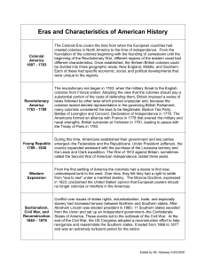 Eras and Characteristics of American History