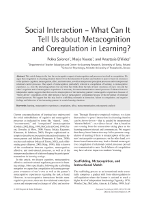 Social Interaction and Metacognition in Learning: Coregulation Research