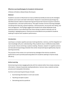Effective Learning Strategies for Academic Achievement