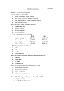 Individual Assignment I: Financial Accounting Questions
