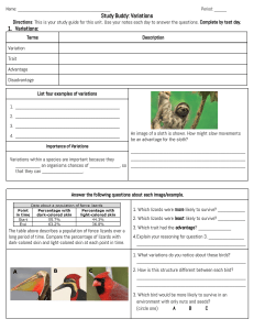 Study Guide: Variations in Biology