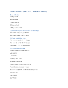 Quiz 6 Solution: CPM ES-EF LS-LF Slack