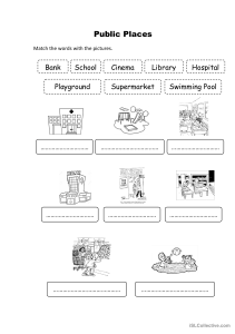 Public Places Worksheet - Vocabulary Matching & Fill-in-the-Blanks