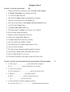 Progress Test 2: English Grammar Exercises