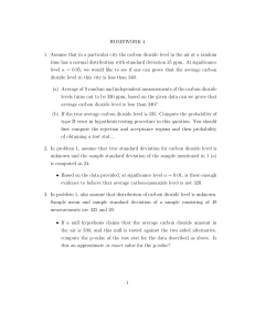 Homework 4: Hypothesis Testing for Carbon Dioxide Levels