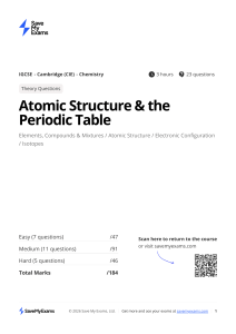 IGCSE Chemistry Atomic Structure & Periodic Table Practice Questions