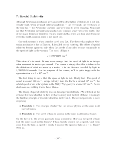 Special Relativity: Einstein's Postulates and Speed of Light